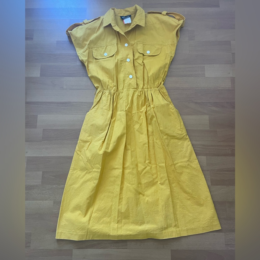Vintage yellow shirt waister dress, size s/m